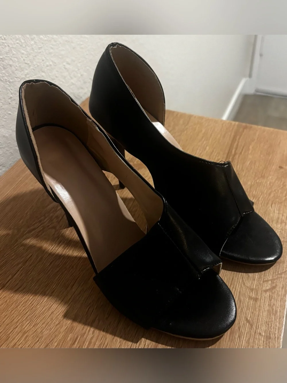 Black Open-Toe Women's High Heel Pumps